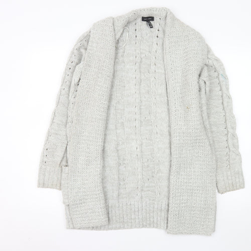 New Look Women’s Grey Cable Knit Long Cardigan Size 10