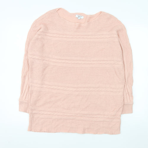 JD Williams Women's Pink Acrylic Crew Neck 3/4 Sleeve Pullover Jumper Size 16
