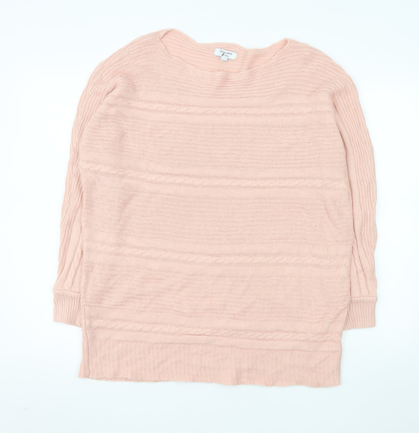 JD Williams Women's Pink Acrylic Crew Neck 3/4 Sleeve Pullover Jumper Size 16