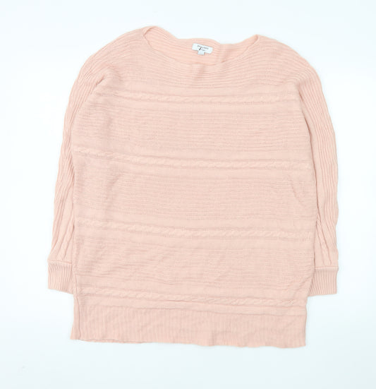 JD Williams Women's Pink Acrylic Crew Neck 3/4 Sleeve Pullover Jumper Size 16