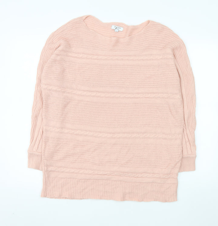 JD Williams Women's Pink Acrylic Crew Neck 3/4 Sleeve Pullover Jumper Size 16