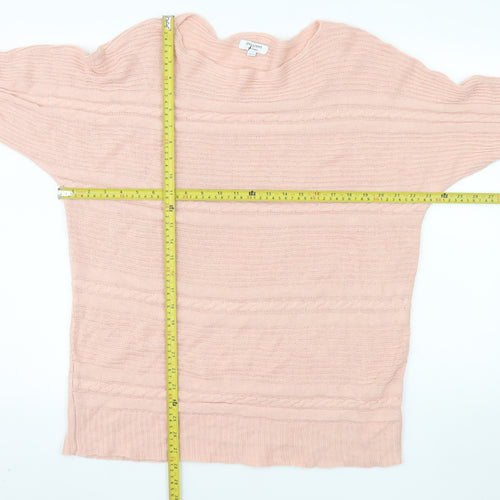 JD Williams Women's Pink Acrylic Crew Neck 3/4 Sleeve Pullover Jumper Size 16