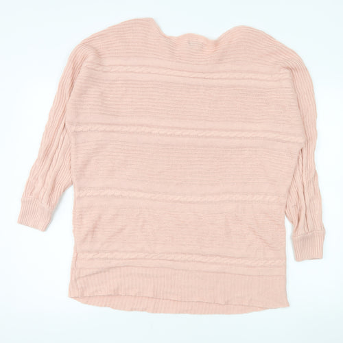 JD Williams Women's Pink Acrylic Crew Neck 3/4 Sleeve Pullover Jumper Size 16