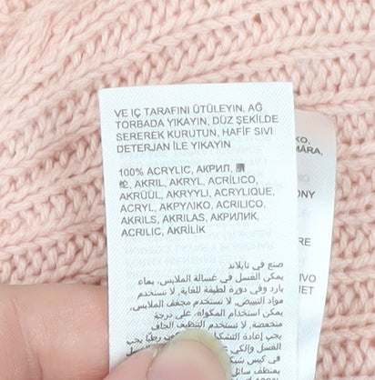 JD Williams Women's Pink Acrylic Crew Neck 3/4 Sleeve Pullover Jumper Size 16