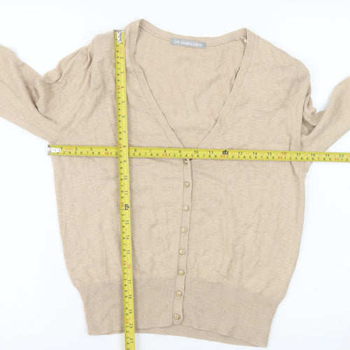 Marks and Spencer Women Beige V-Neck Button Knit Cardigan UK 14