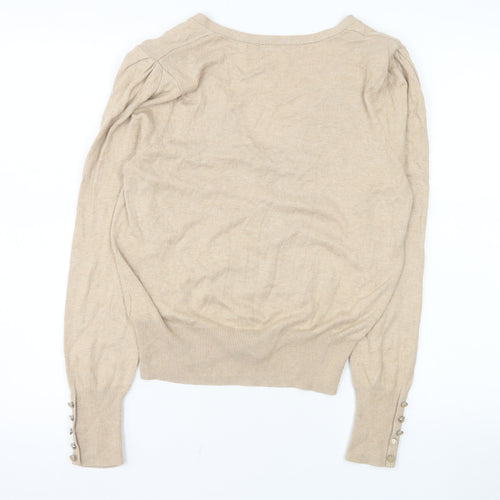 Marks and Spencer Women Beige V-Neck Button Knit Cardigan UK 14