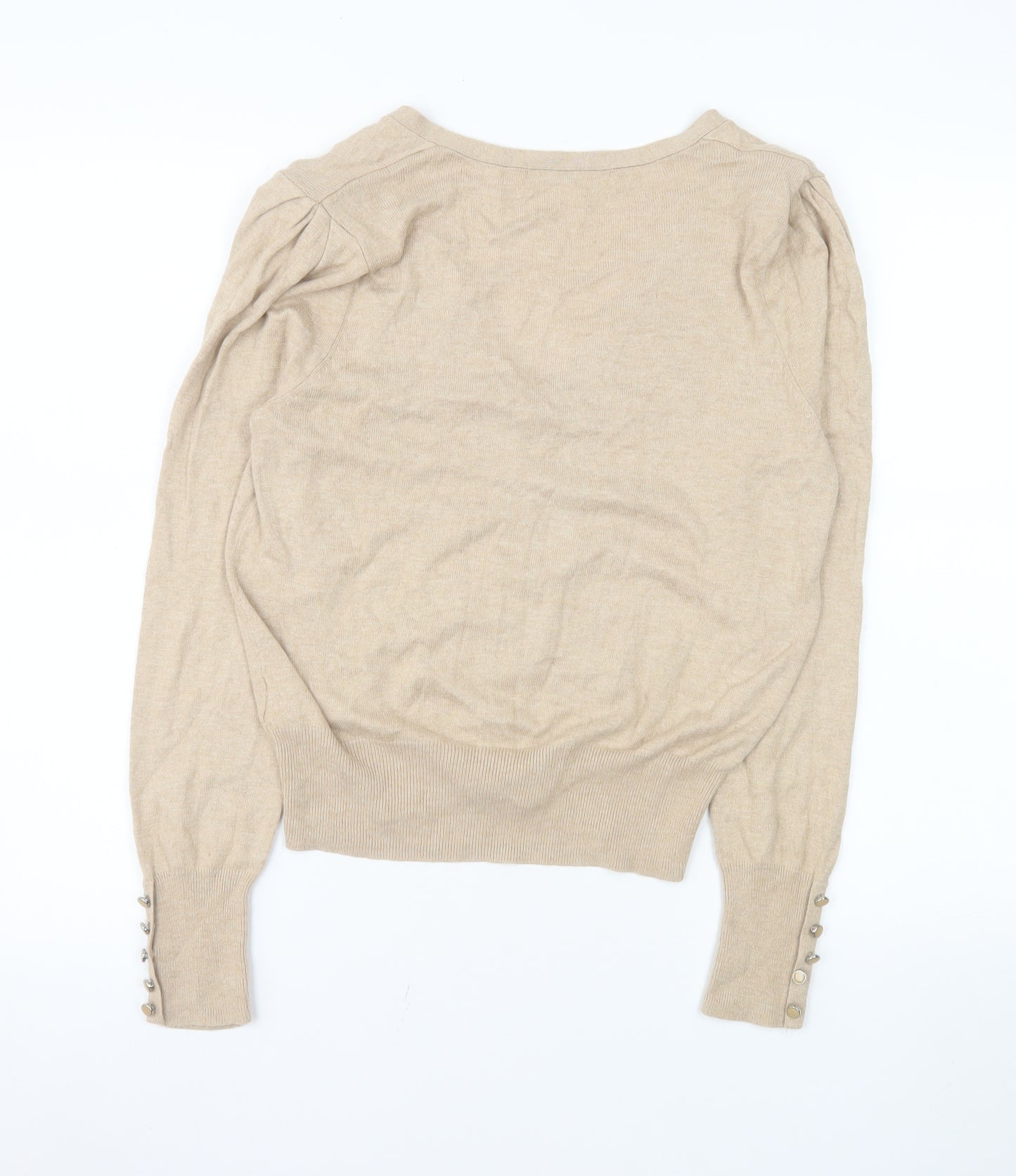 Marks and Spencer Women Beige V-Neck Button Knit Cardigan UK 14