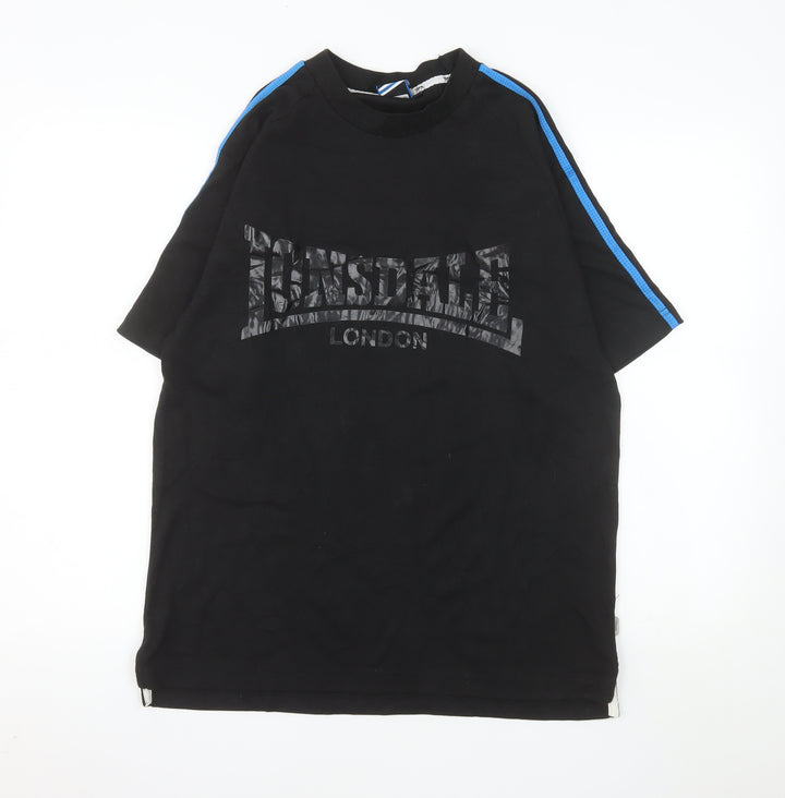 Lonsdale Men's Black Medium Graphic Logo Crew Neck T-Shirt