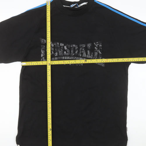 Lonsdale Men's Black Medium Graphic Logo Crew Neck T-Shirt
