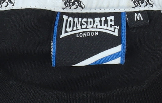 Lonsdale Men's Black Medium Graphic Logo Crew Neck T-Shirt