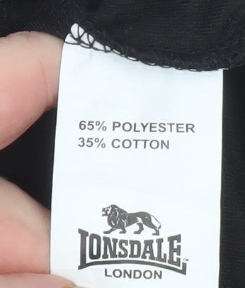 Lonsdale Men's Black Medium Graphic Logo Crew Neck T-Shirt