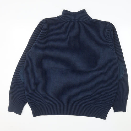 Crew Clothing Co. Mens Blue Cotton XL Mock Neck Henley Sweatshirt
