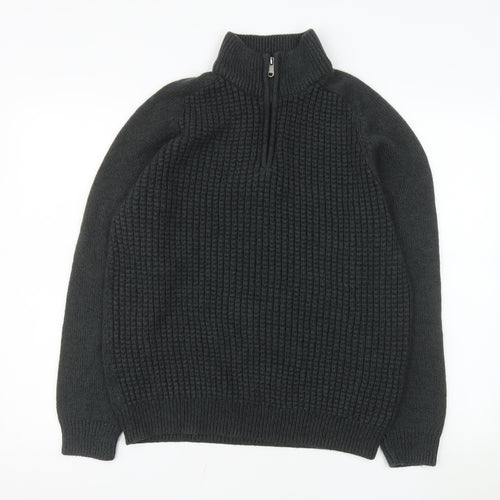 Tu Men’s Grey 1/4 Zip Knit Pullover Sweater Size M