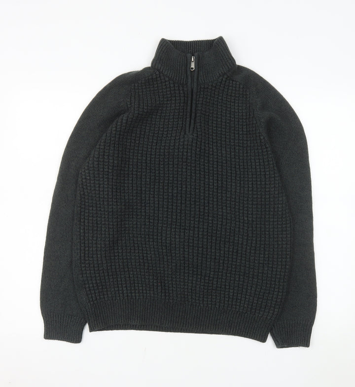 Tu Men’s Grey 1/4 Zip Knit Pullover Sweater Size M