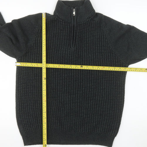 Tu Men’s Grey 1/4 Zip Knit Pullover Sweater Size M