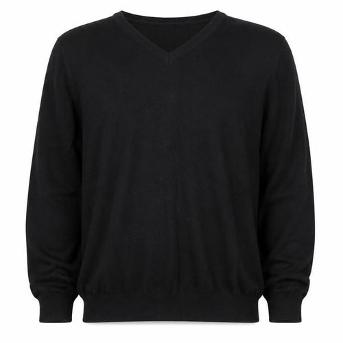 Jeff Banks Men’s Black Cotton Cashmere V-Neck Jumper XL Classic Fit