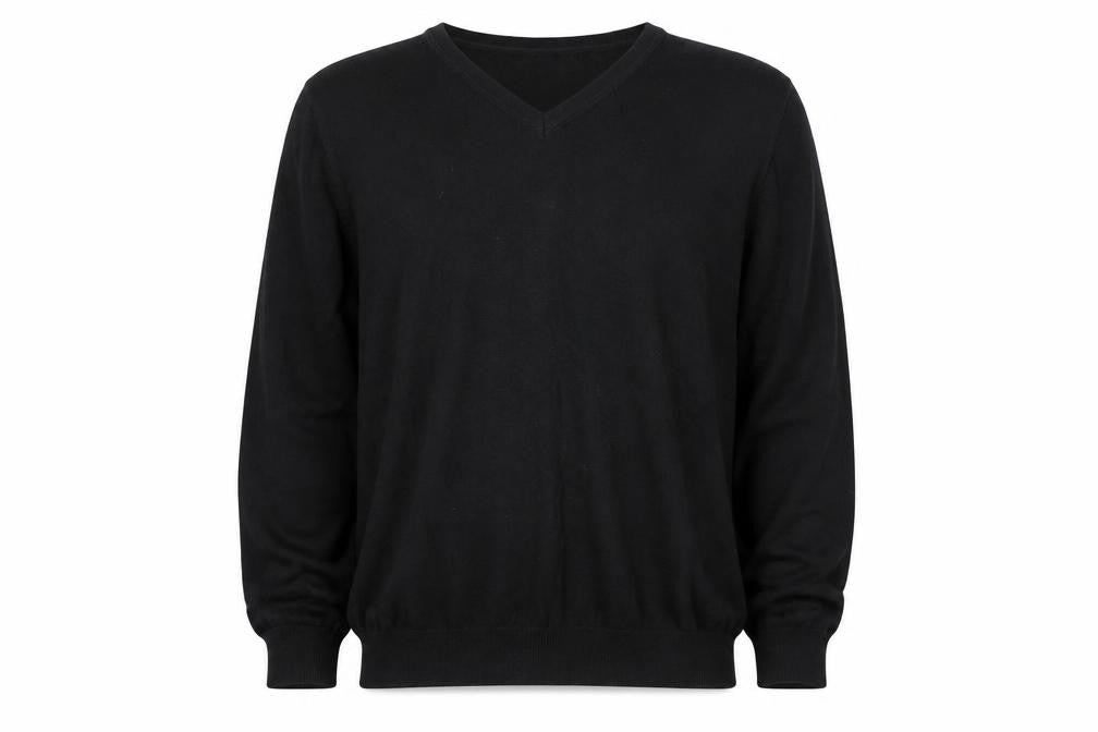 Jeff Banks Men’s Black Cotton Cashmere V-Neck Jumper XL Classic Fit