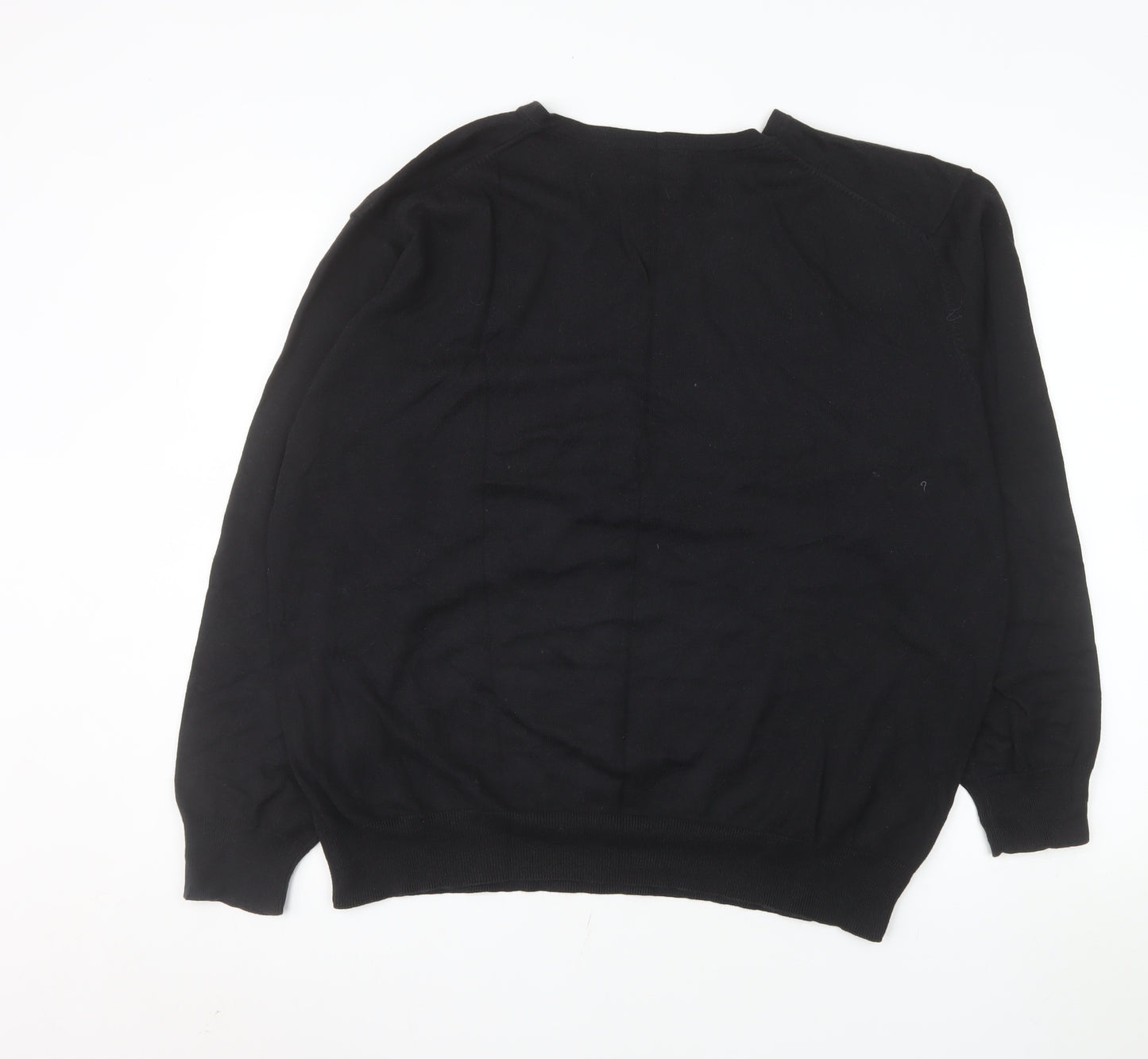 Jeff Banks Men’s Black Cotton Cashmere V-Neck Jumper XL Classic Fit