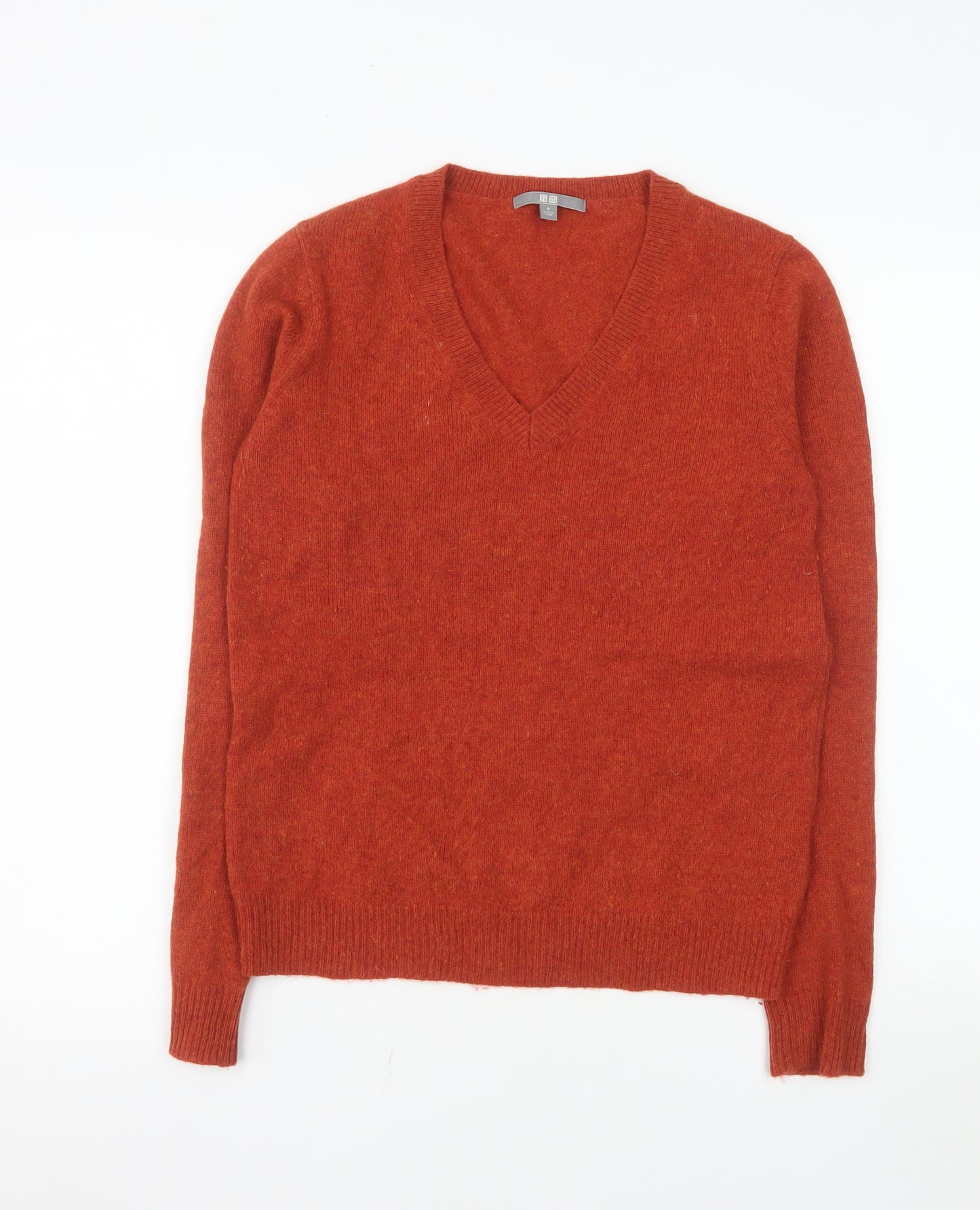 Uniqlo Men’s Red Wool Blend V-Neck Jumper Size M