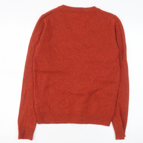 Uniqlo Men’s Red Wool Blend V-Neck Jumper Size M