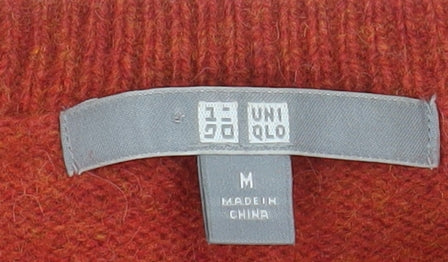 Uniqlo Men’s Red Wool Blend V-Neck Jumper Size M
