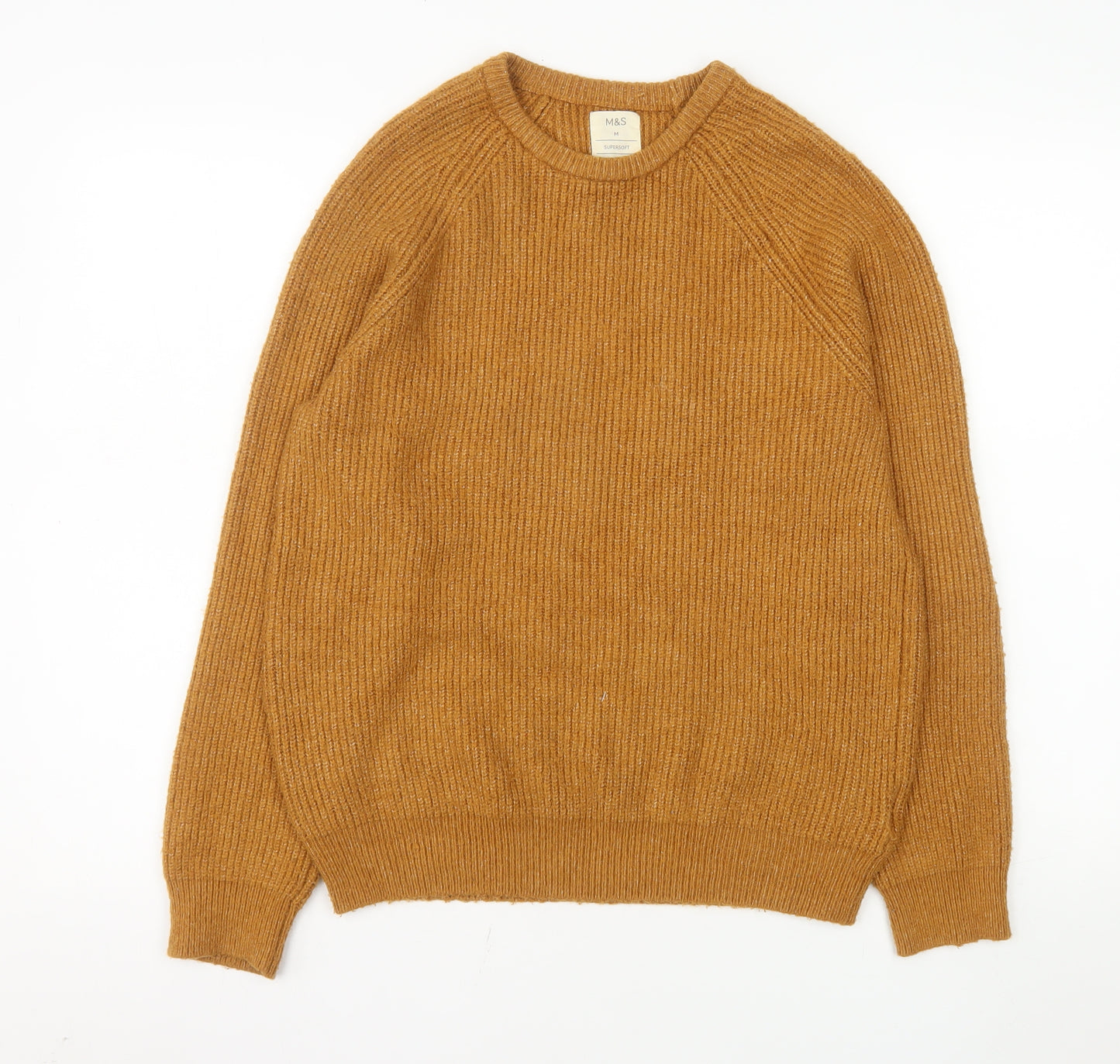 Marks and Spencer Men’s Brown Ribbed Crew Neck Jumper Size M