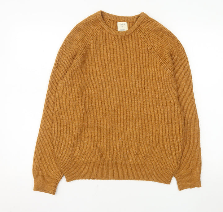 Marks and Spencer Men’s Brown Ribbed Crew Neck Jumper Size M