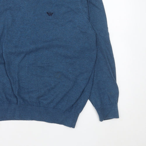 Emblems Men Blue 2XL V-Neck Pullover Jumper Classic Knit