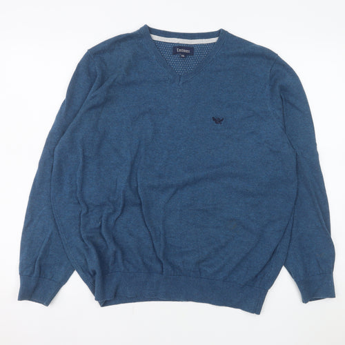 Emblems Men Blue 2XL V-Neck Pullover Jumper Classic Knit