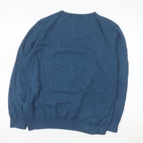 Emblems Men Blue 2XL V-Neck Pullover Jumper Classic Knit