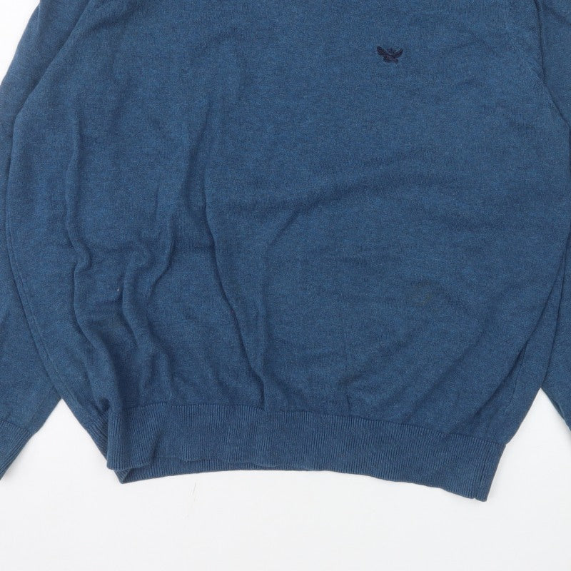 Emblems Men Blue 2XL V-Neck Pullover Jumper Classic Knit