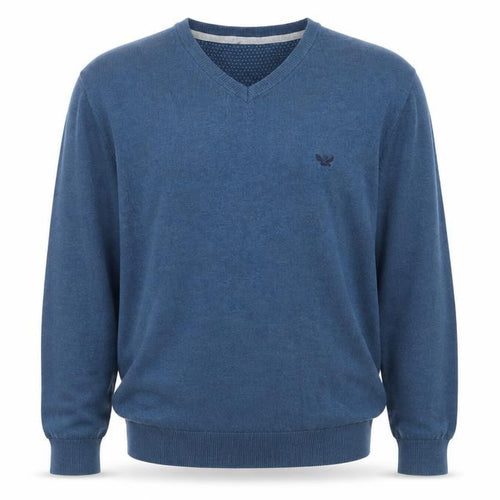 Emblems Men Blue 2XL V-Neck Pullover Jumper Classic Knit