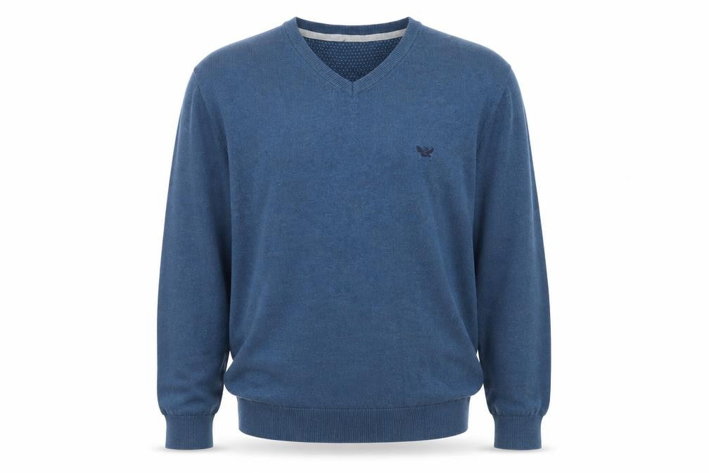 Emblems Men Blue 2XL V-Neck Pullover Jumper Classic Knit