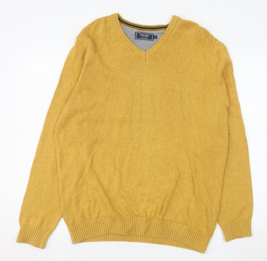 Maine New England Men's Yellow Cotton V-Neck Jumper M
