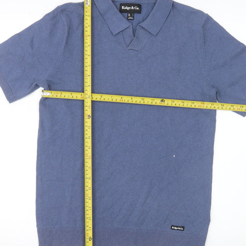 Ridge & Co. Men's Blue Cotton Blend Short Sleeve Polo Shirt Size S