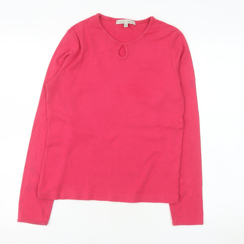 Racing Green Womens Pink Cotton Long Sleeve Keyhole T-Shirt Size 10