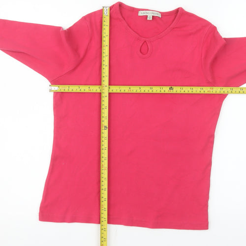 Racing Green Womens Pink Cotton Long Sleeve Keyhole T-Shirt Size 10