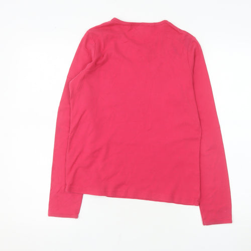 Racing Green Womens Pink Cotton Long Sleeve Keyhole T-Shirt Size 10