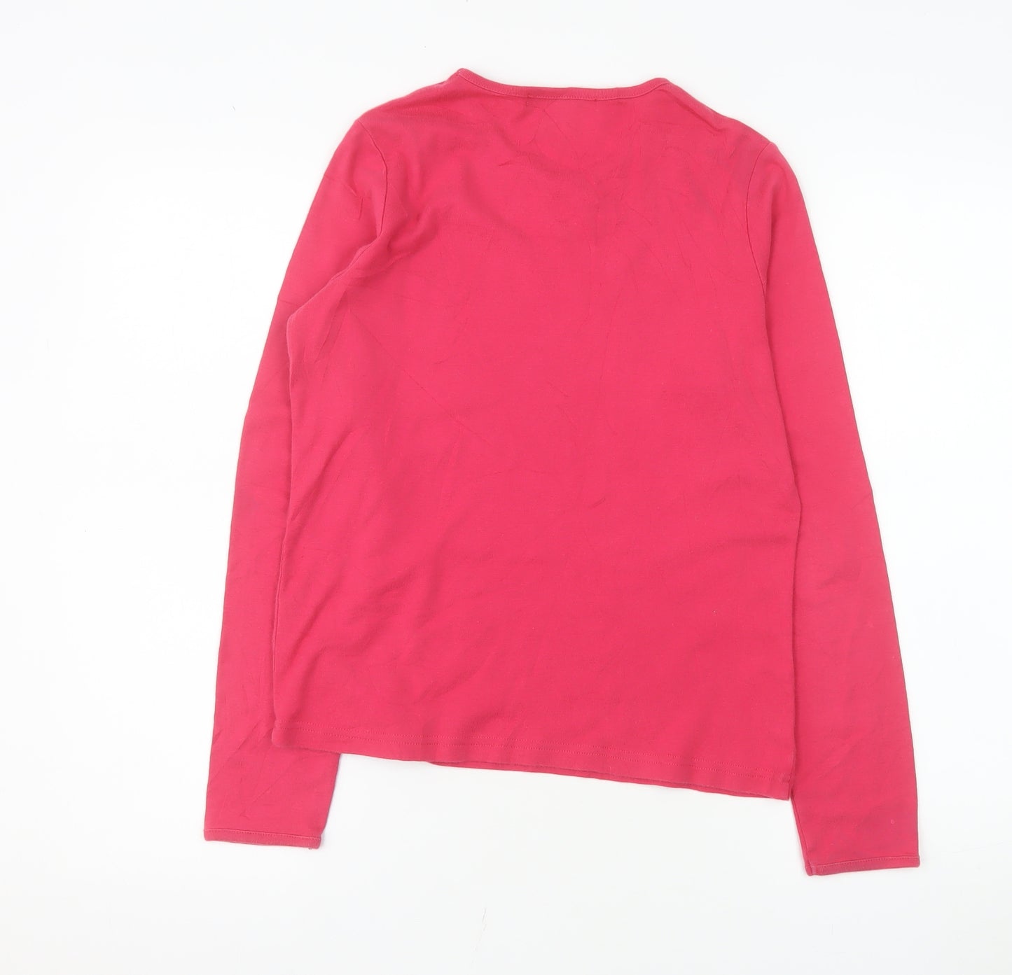 Racing Green Womens Pink Cotton Long Sleeve Keyhole T-Shirt Size 10