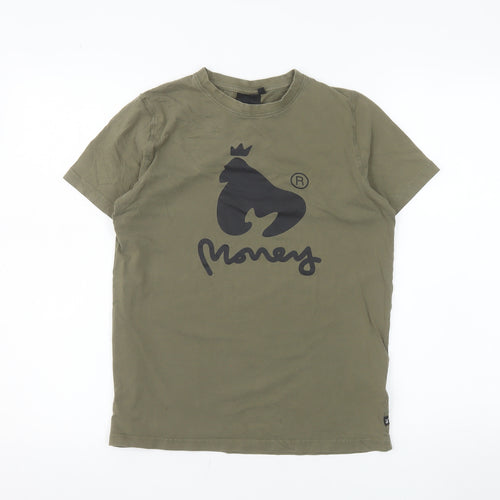 Money Boys Green Graphic Print T-Shirt 12-13 Years Cotton Crew Neck
