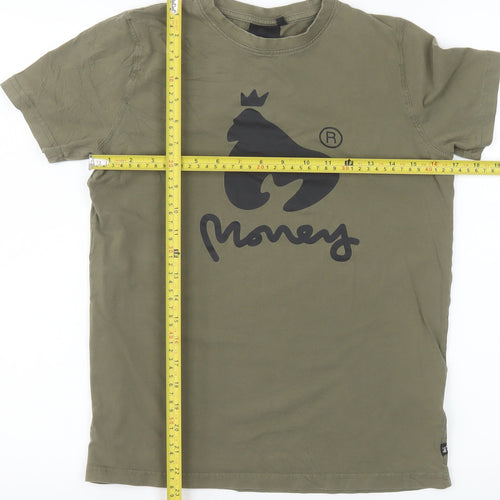 Money Boys Green Graphic Print T-Shirt 12-13 Years Cotton Crew Neck