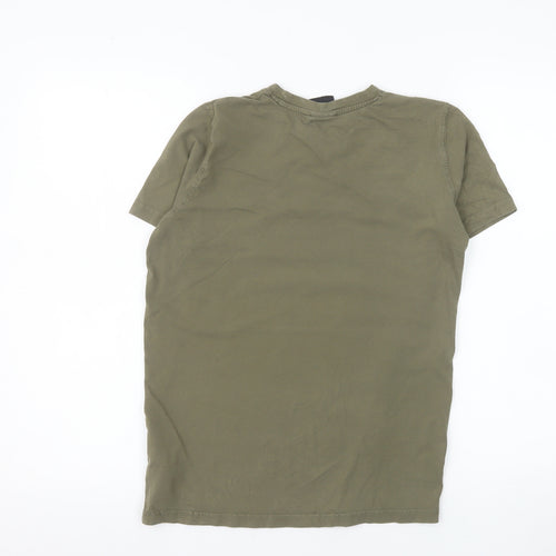 Money Boys Green Graphic Print T-Shirt 12-13 Years Cotton Crew Neck