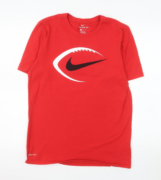 Nike Men's Red Athletic Dri-FIT Short Sleeve Crew Neck T-Shirt Size M