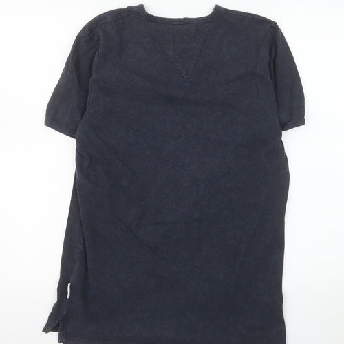 Soviet Men's Blue Paisley Cotton Crew Neck T-Shirt Medium