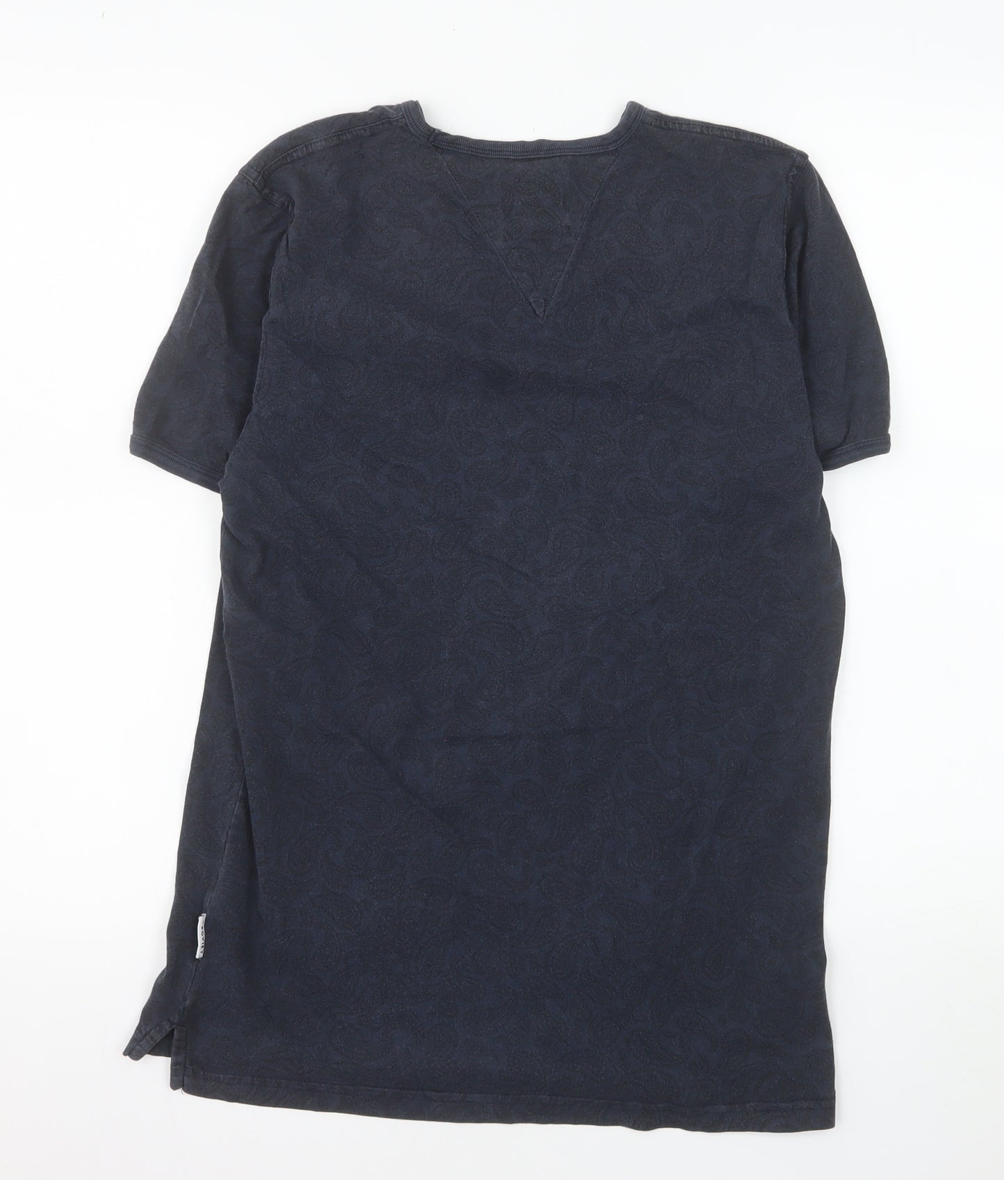Soviet Men's Blue Paisley Cotton Crew Neck T-Shirt Medium