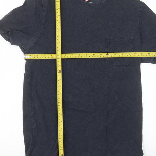 Soviet Men's Blue Paisley Cotton Crew Neck T-Shirt Medium