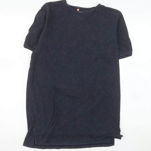 Soviet Men's Blue Paisley Cotton Crew Neck T-Shirt Medium
