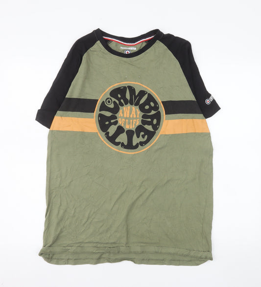Lambretta Men's Green Retro Graphic Cotton T-Shirt Size L