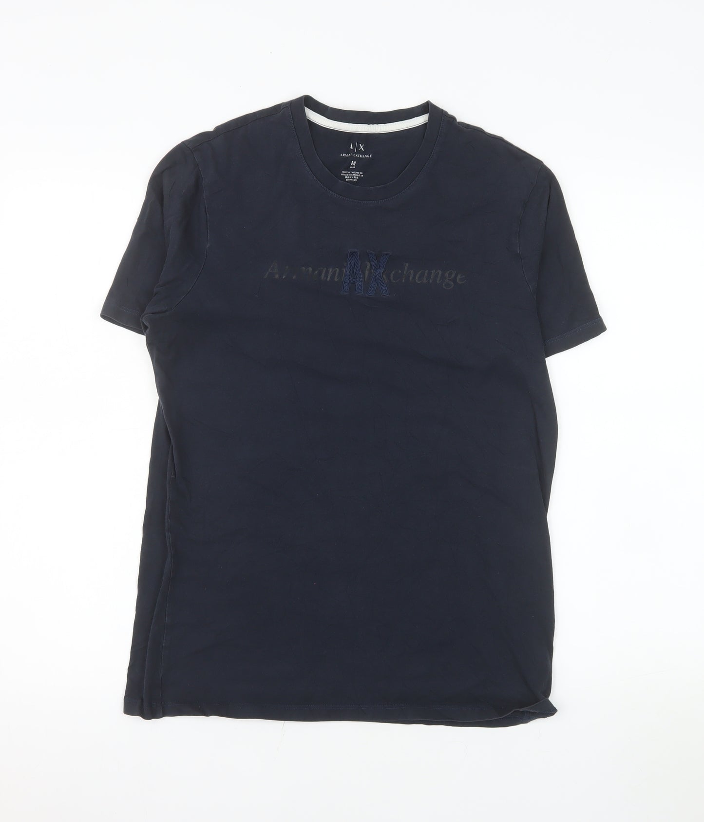 Armani Exchange Men's Blue Slim Fit Logo Crew Neck T-Shirt Size M