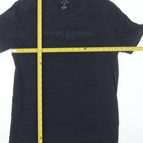 Armani Exchange Men's Blue Slim Fit Logo Crew Neck T-Shirt Size M